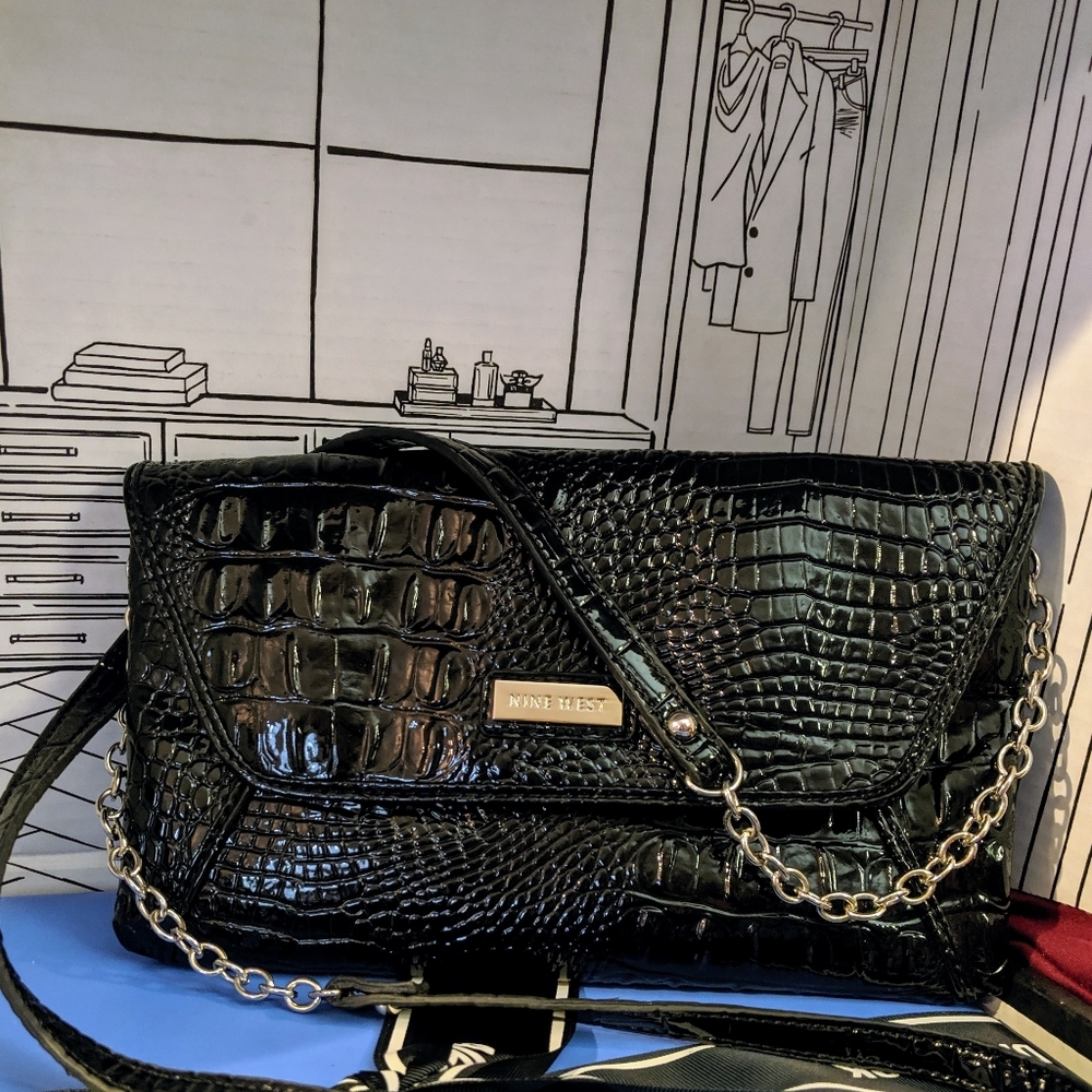 Nine West Croc Textured Envelope Crossbody Purse